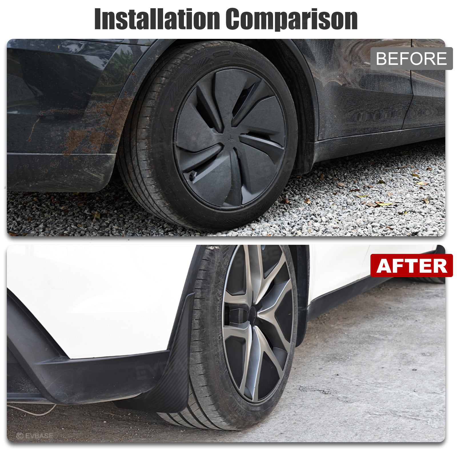 Model Y Juniper Mud Flaps ABS Splash Guards All-Weather No Drilling Fender Mudguards- Hydro Carbon Fiber Coated