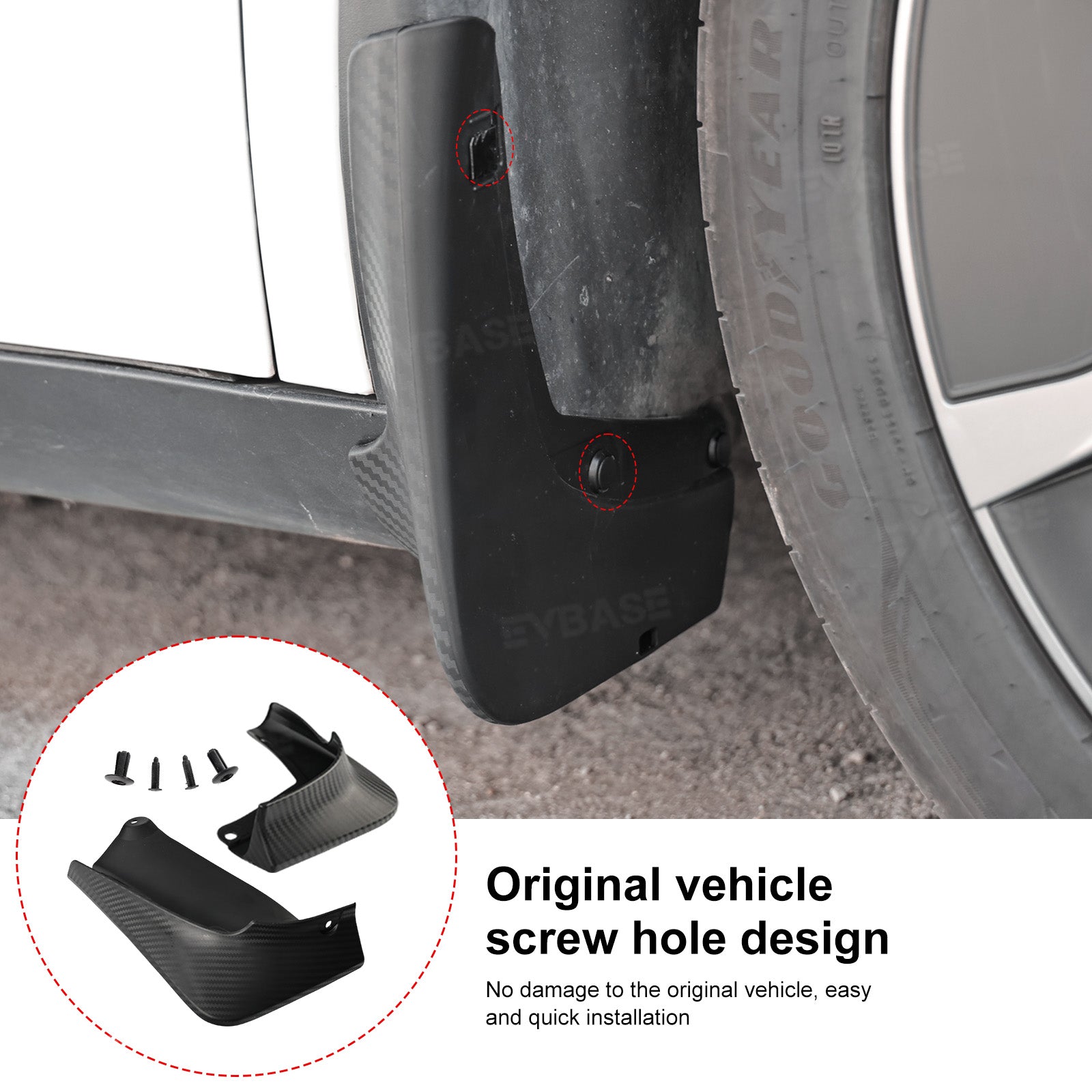 Model Y Juniper Mud Flaps ABS Splash Guards All-Weather No Drilling Fender Mudguards- Hydro Carbon Fiber Coated