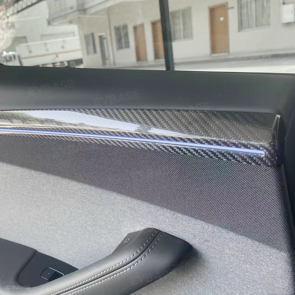 Model Y Juniper Real Carbon Fiber Front and Rear Door Trim Covers Interior Upgrade