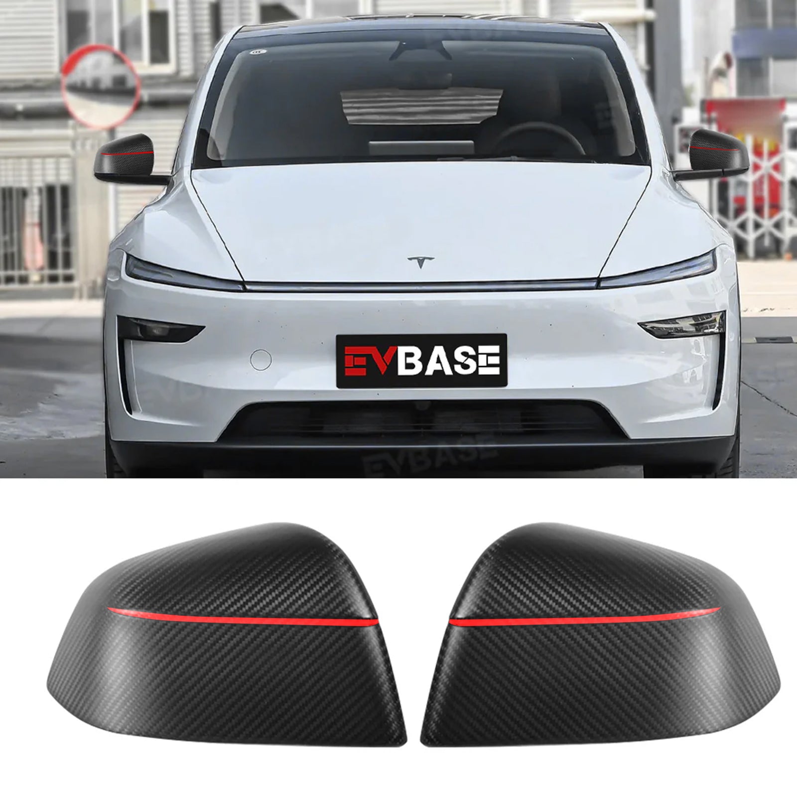 Model Y Juniper Real Carbon Fiber Side Mirror Covers Redline Performance Style Side Mirror Caps
