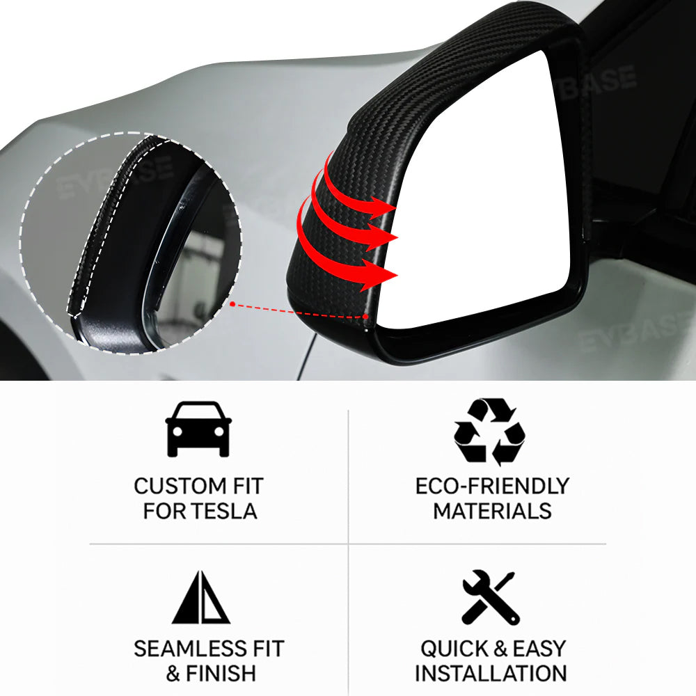 Model Y Juniper Real Carbon Fiber Side Mirror Covers Redline Performance Style Side Mirror Caps