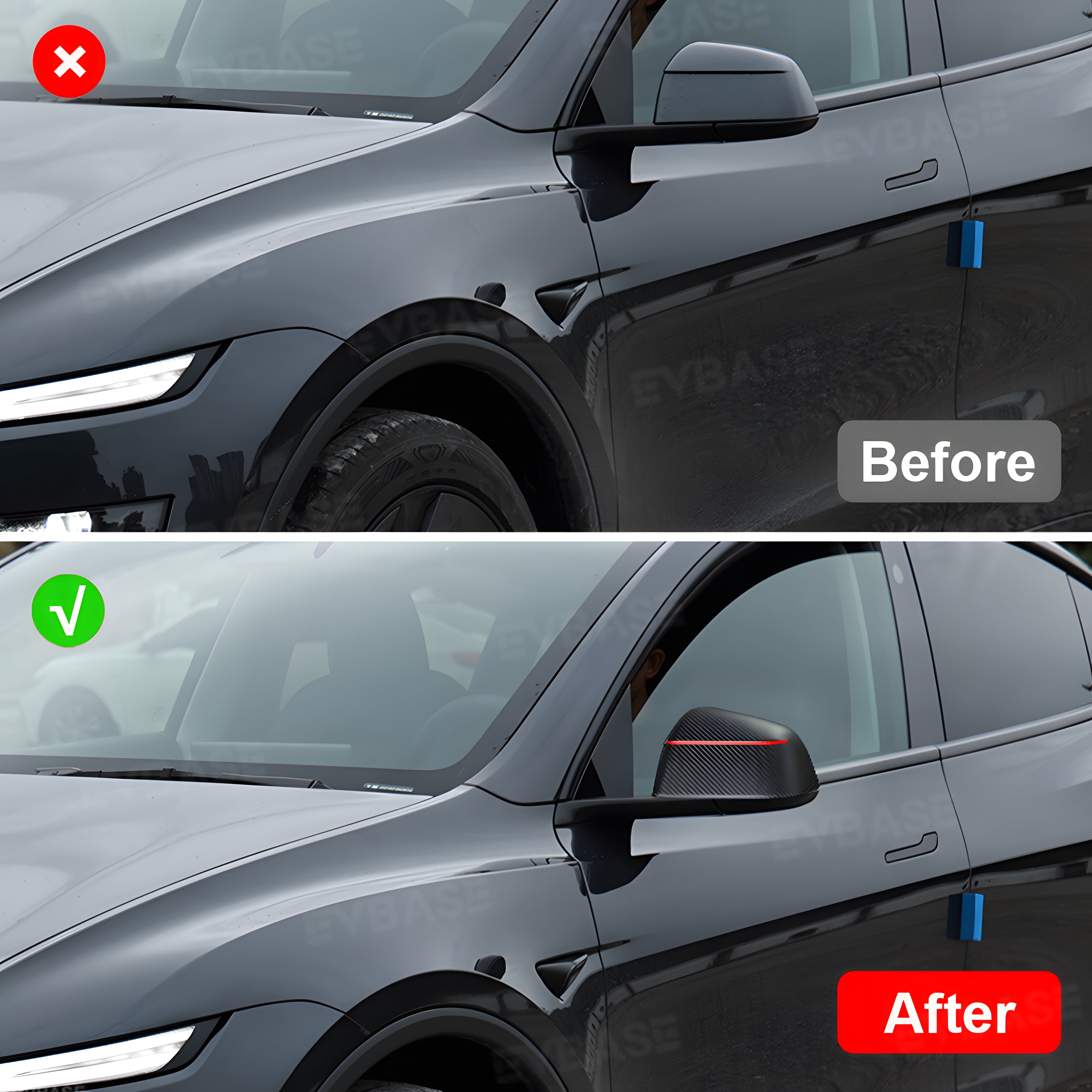 Model Y Juniper Real Carbon Fiber Side Mirror Covers Redline Performance Style Side Mirror Caps