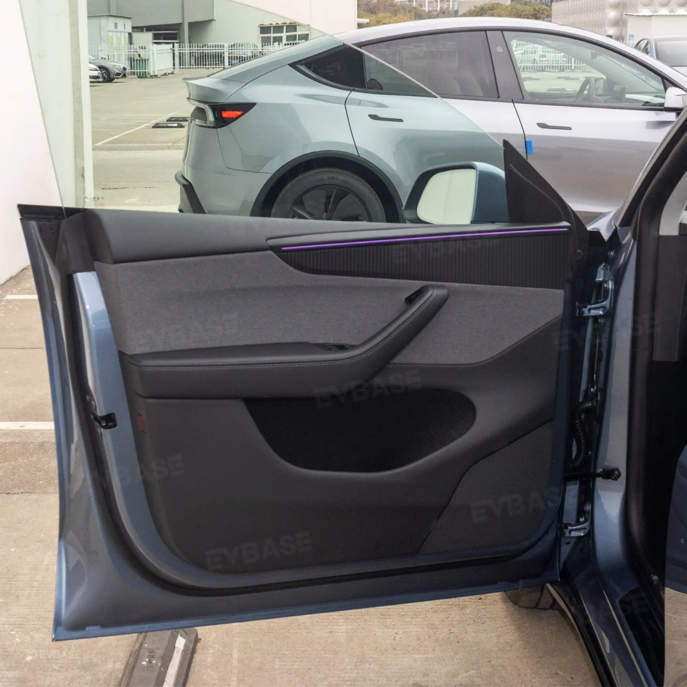 Model Y Juniper Real Dry Carbon Fiber Door Panel Trim Covers Plain Weave Performance Look Front and Rear Door Panel Overlays for Tesla