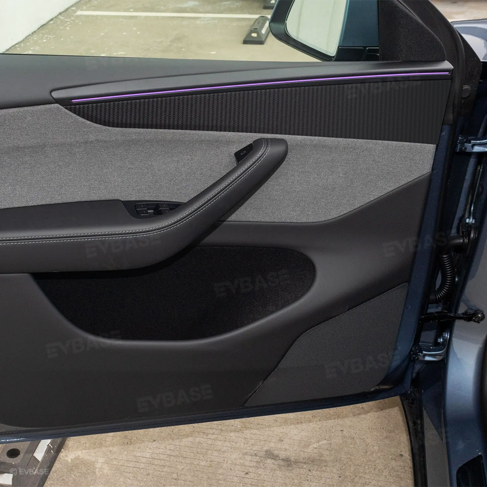 Model Y Juniper Real Dry Carbon Fiber Door Panel Trim Covers Plain Weave Performance Look Front and Rear Door Panel Overlays for Tesla