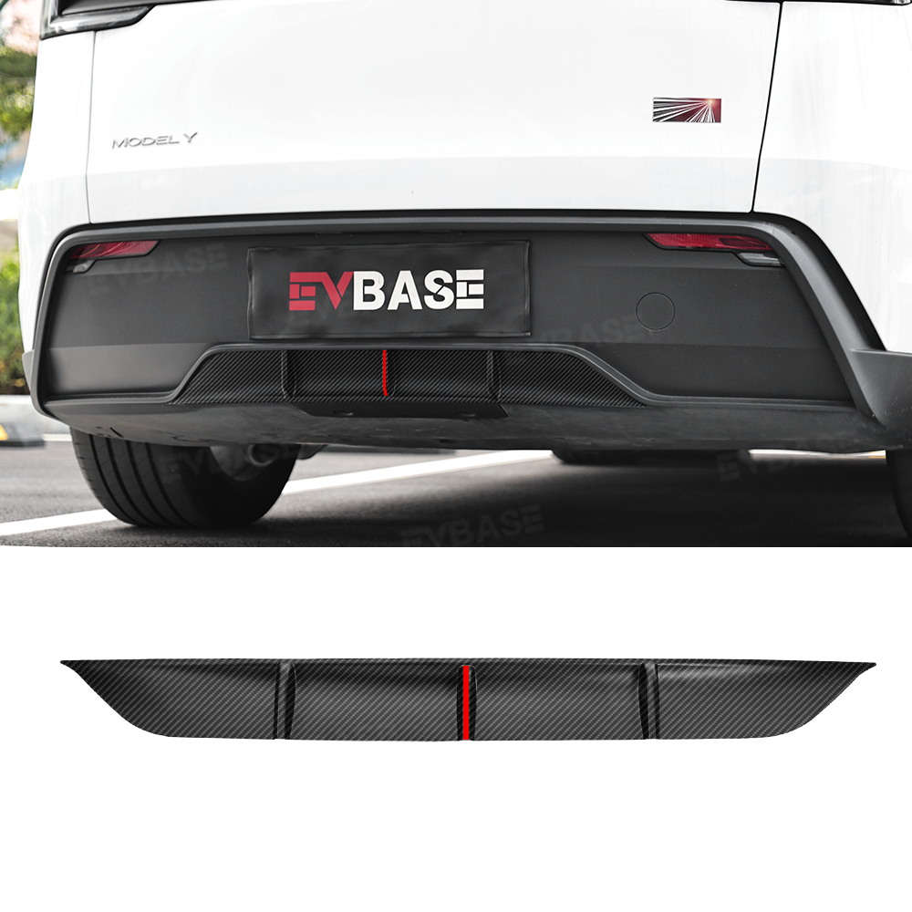 Model Y Juniper Rear Diffuser Real Carbon Fiber Bumper Lip Sport Style Red Trim for Tesla
