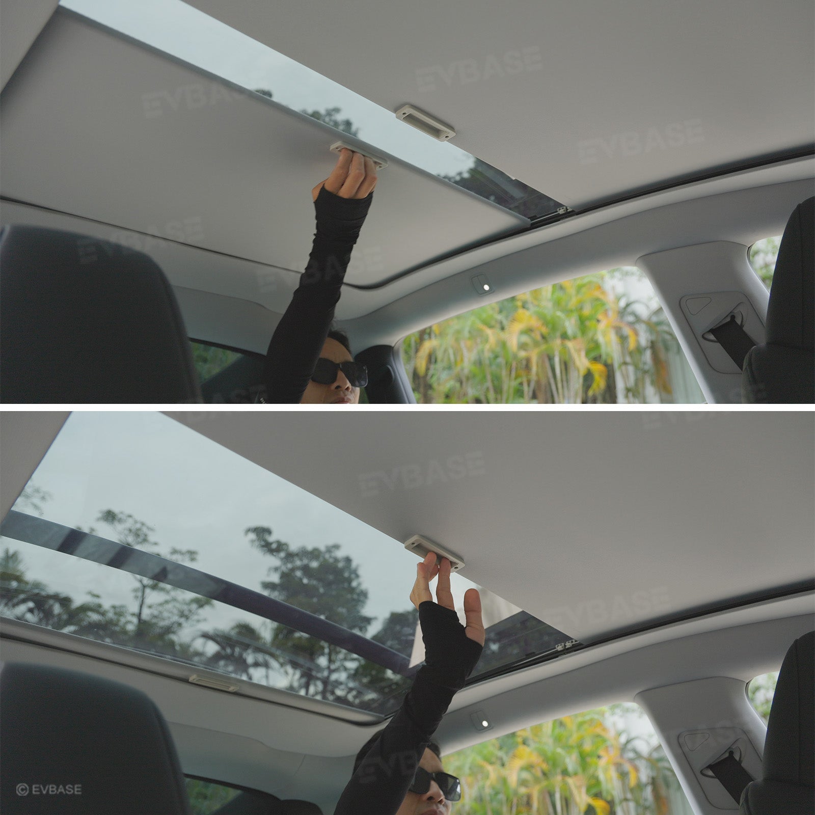 Model Y Juniper Retractable Sunshade for Tesla Glass Roof Sunshade With Roll Fabric Style Heat Insulation UV Protection