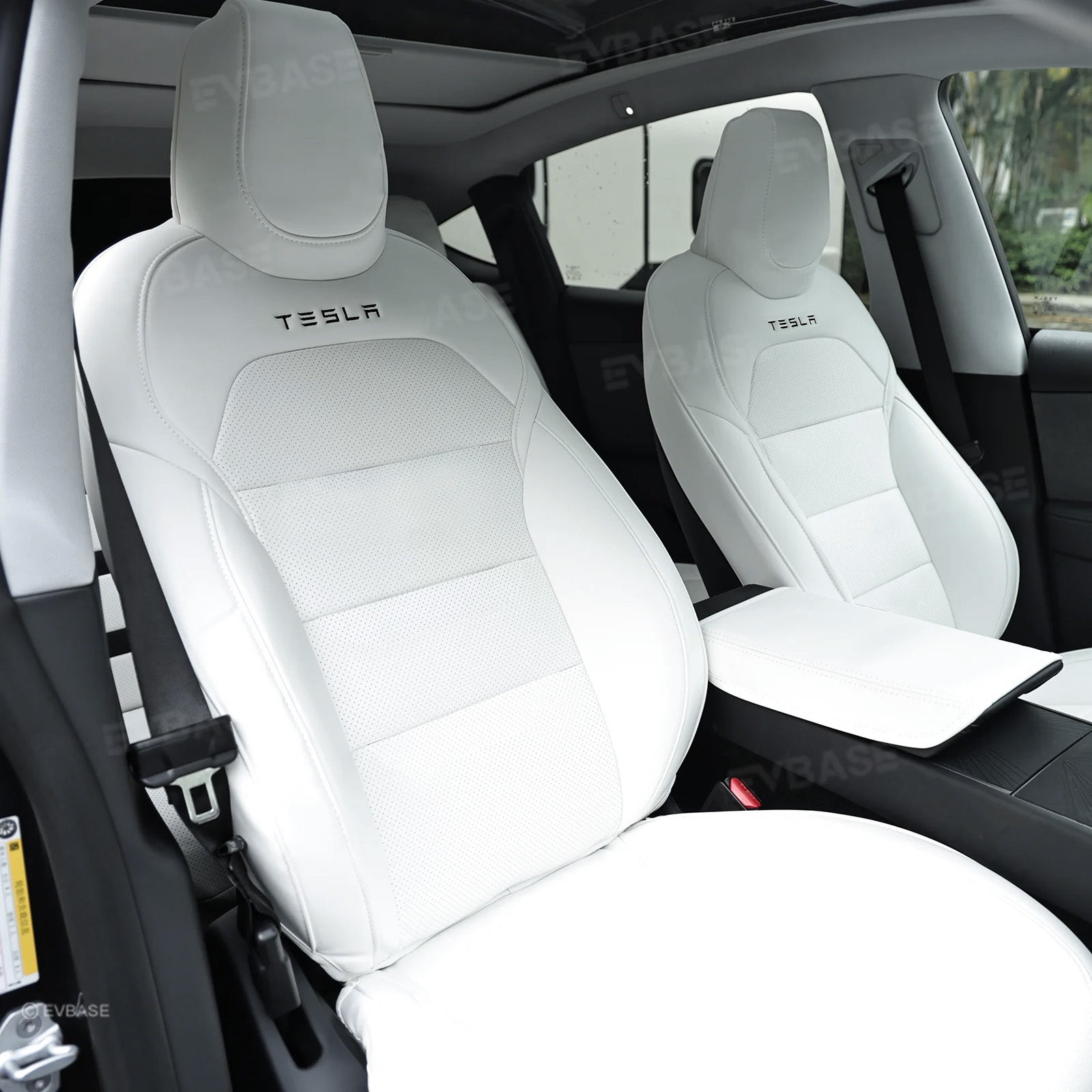 Model Y Juniper Seat Covers NAPPA Leather Full Coverage Seat Protector with Tesla Style Lettering