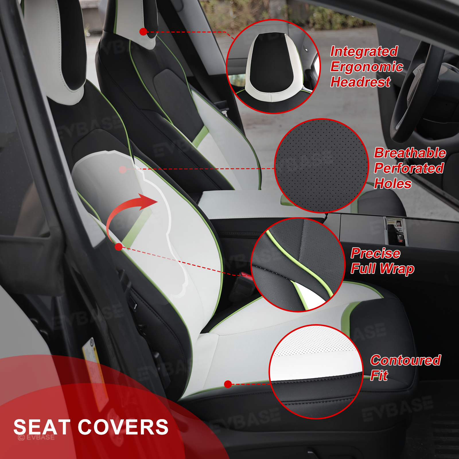 Model Y Juniper Seat Cover NAPPA Leather Seat Protector Airbag Compatible Cyber-inspired Design