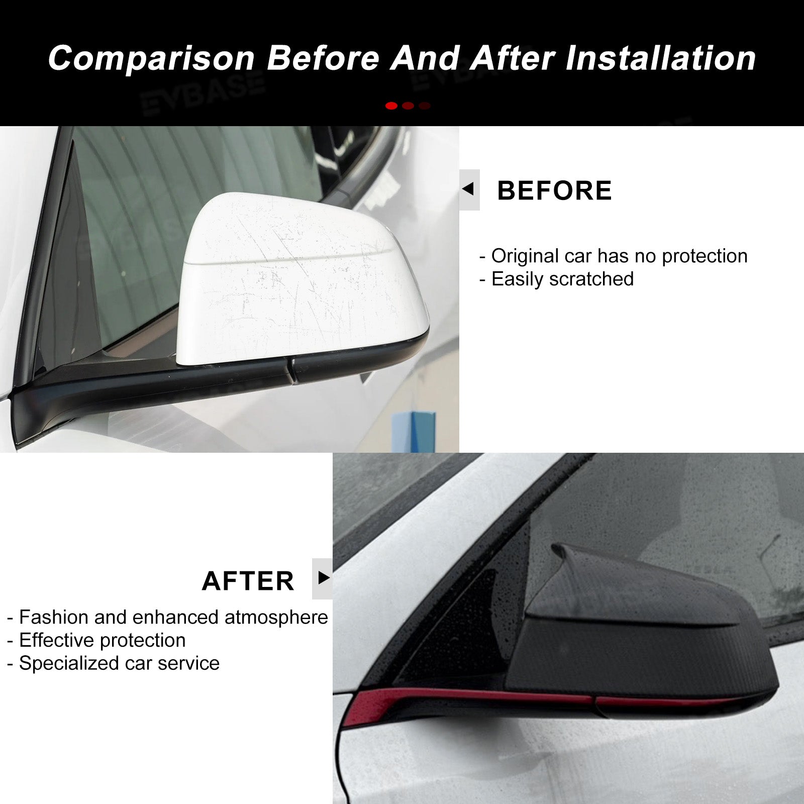 Model Y Juniper Side Mirror Cover Real Carbon Fiber Rearview Mirror Cap with Split-Line Racing-Inspired Design