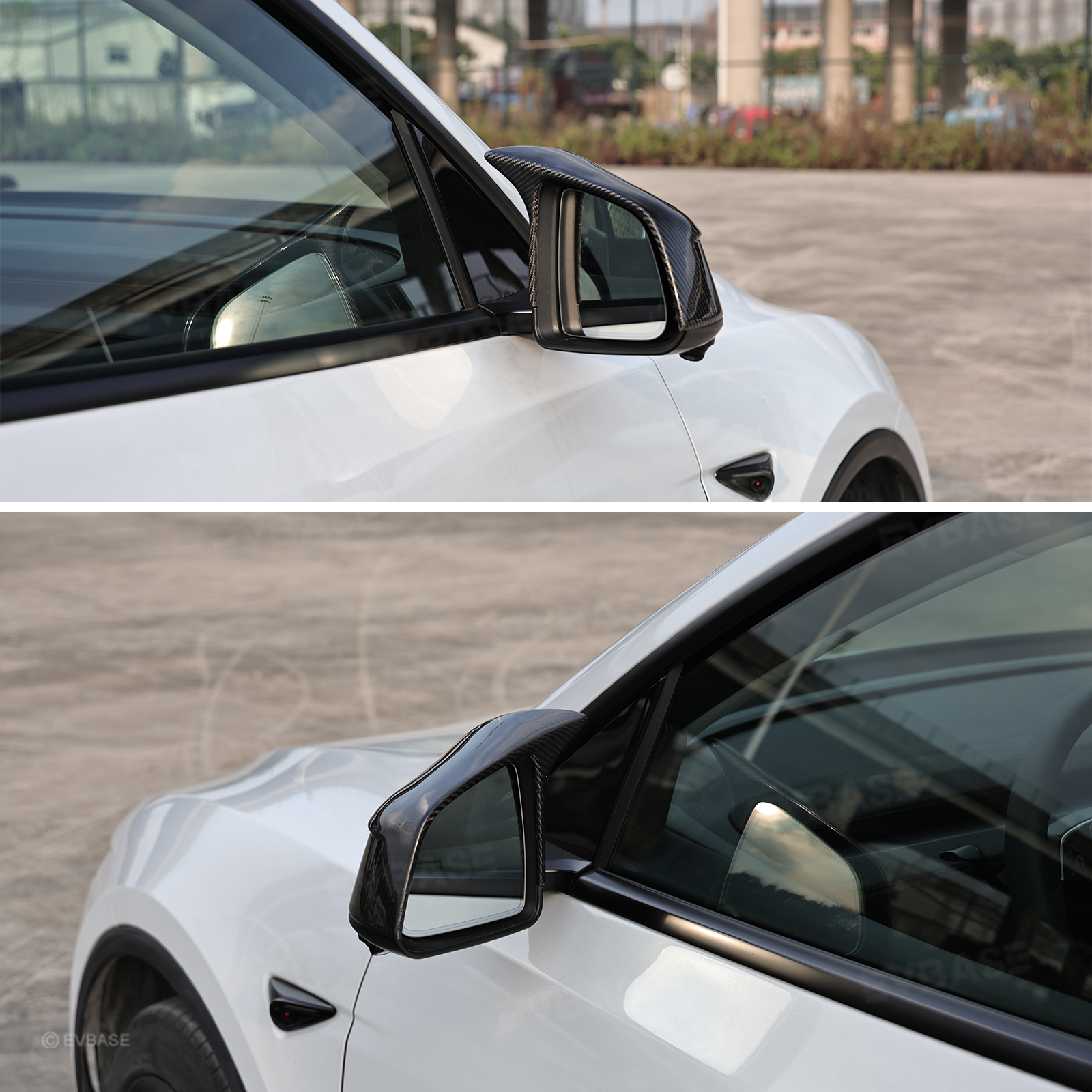 Model Y Juniper Side Mirror Cover Real Carbon Fiber Rearview Mirror Cap with Split-Line Racing-Inspired Design