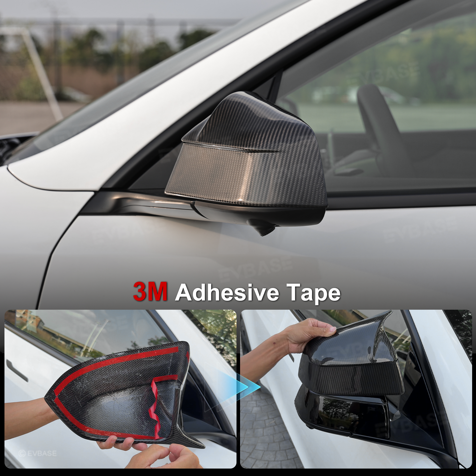 Model Y Juniper Side Mirror Cover Real Carbon Fiber Rearview Mirror Cap with Split-Line Racing-Inspired Design