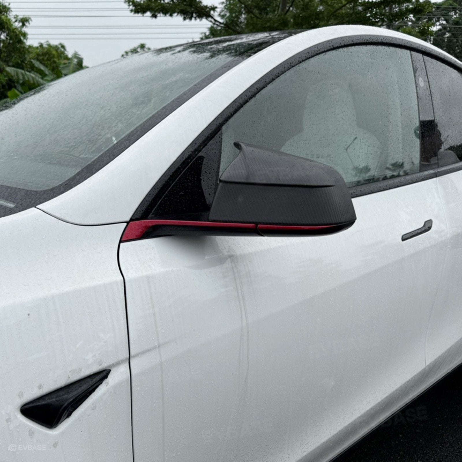 Model Y Juniper Side Mirror Cover Real Carbon Fiber Rearview Mirror Cap with Split-Line Racing-Inspired Design