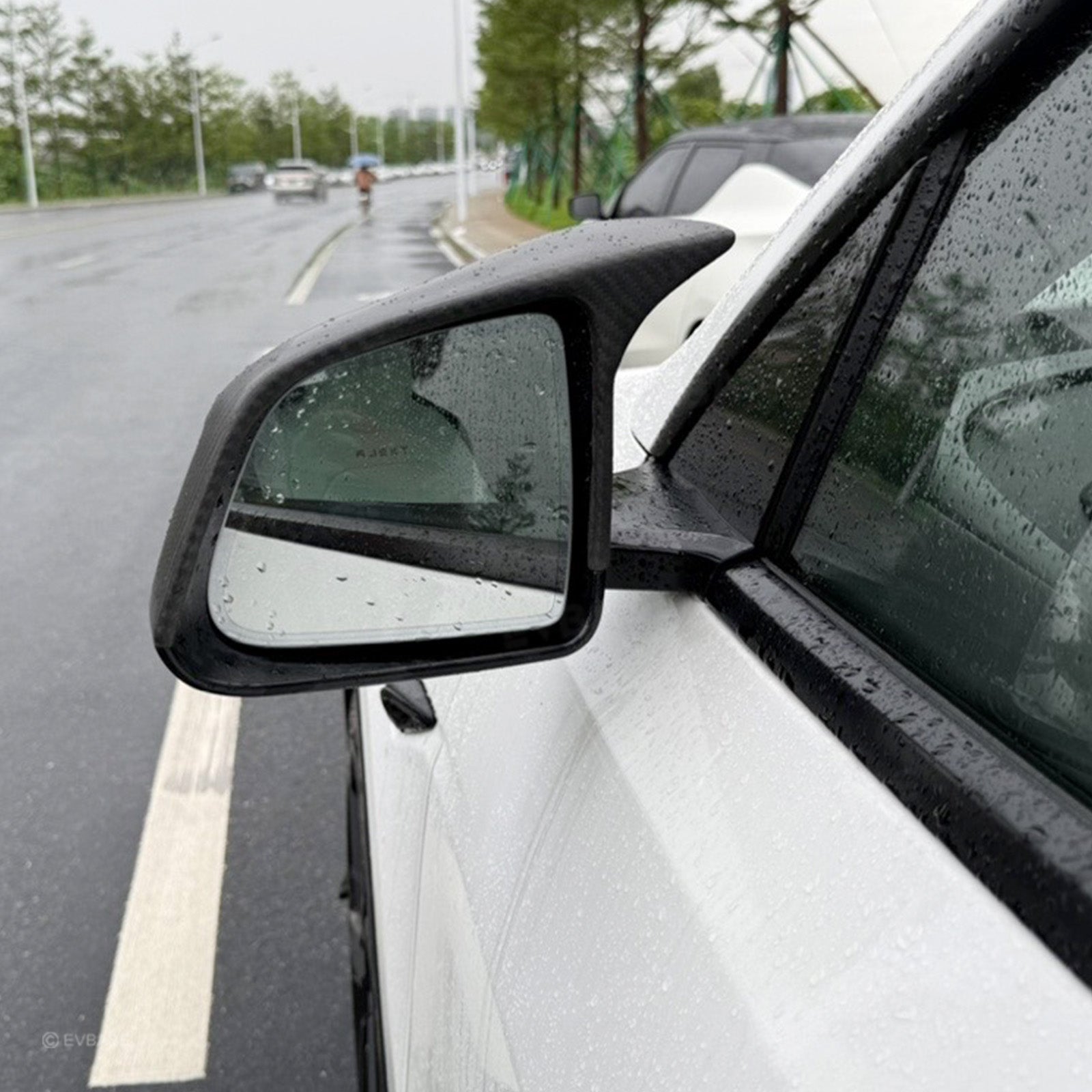 Model Y Juniper Side Mirror Cover Real Carbon Fiber Rearview Mirror Cap with Split-Line Racing-Inspired Design