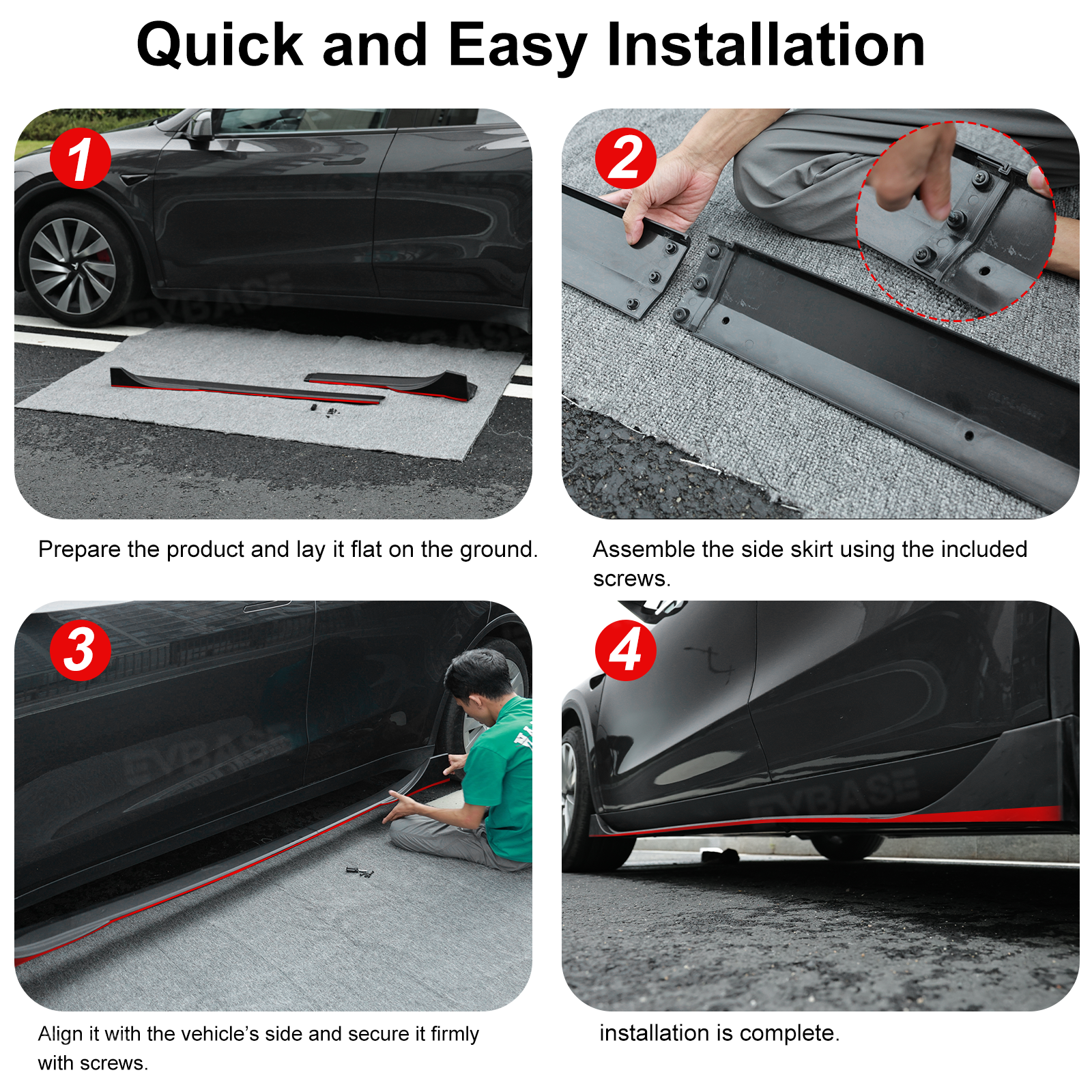 Model Y Juniper Side Skirts Extensions F Style Red Edge Splitter Lip Diffuser Panel for Tesla