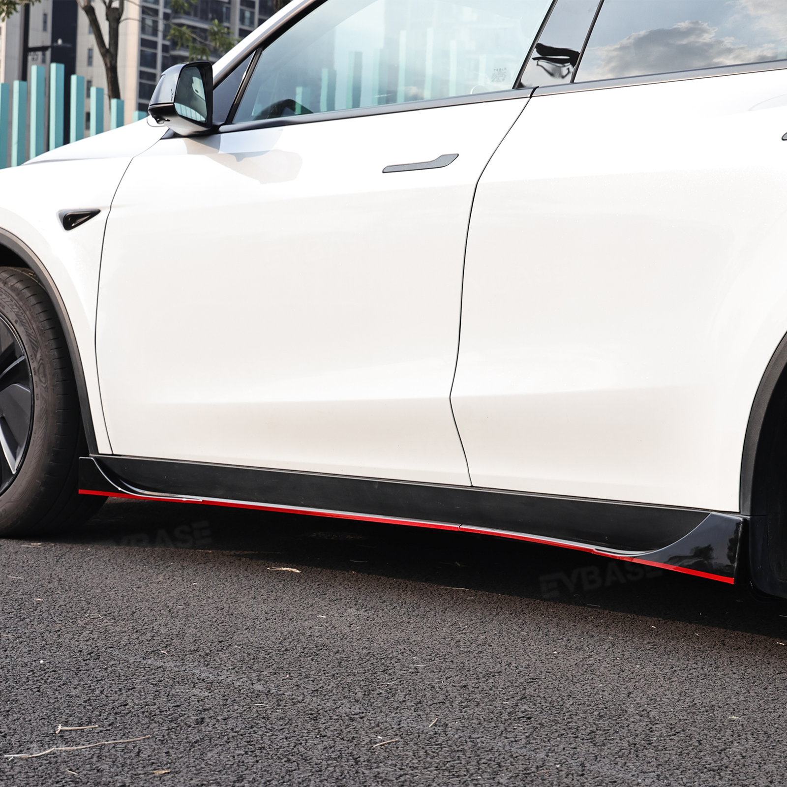 Model Y Juniper Side Skirts Extensions F Style Red Edge Splitter Lip Diffuser Panel for Tesla