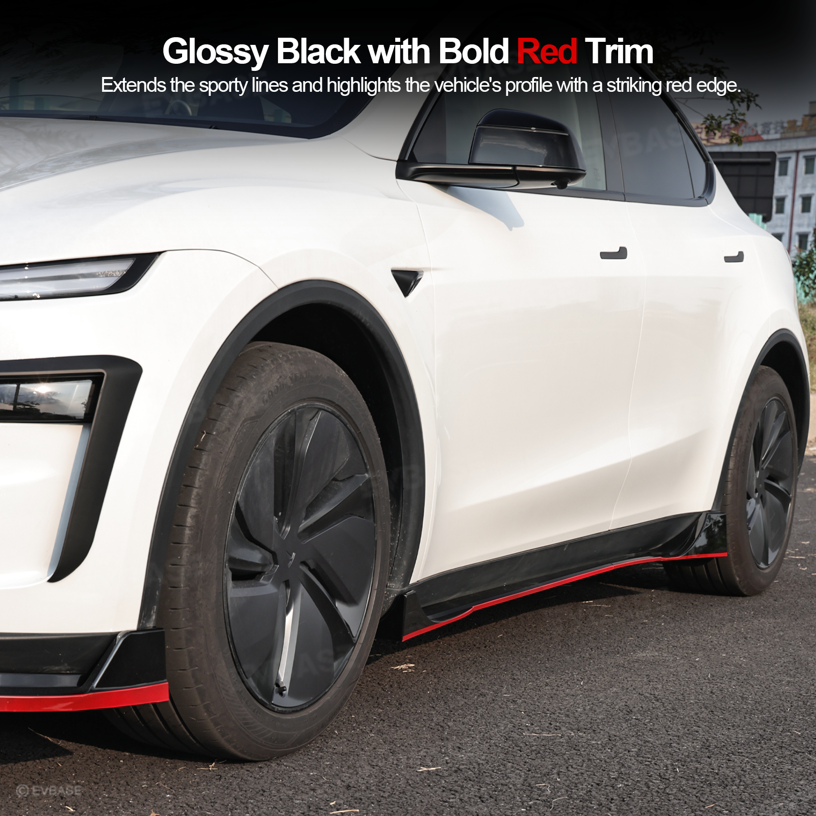 Model Y Juniper Side Skirts Extensions F Style Red Edge Splitter Lip Diffuser Panel for Tesla