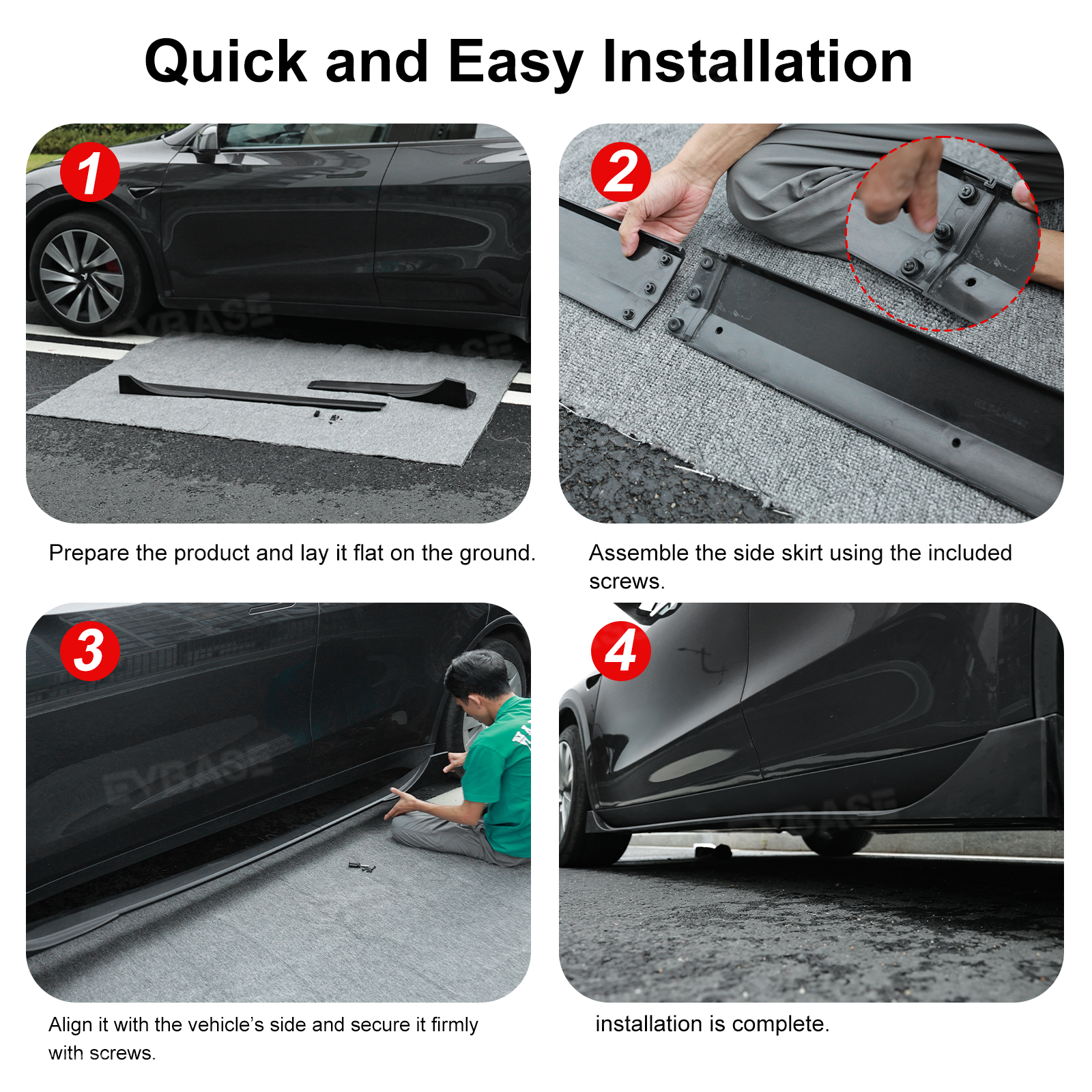 Model Y 3 Side Skirts Splitter Lip ABS Body Kit F Style Extensions Diffuser Panel Pair