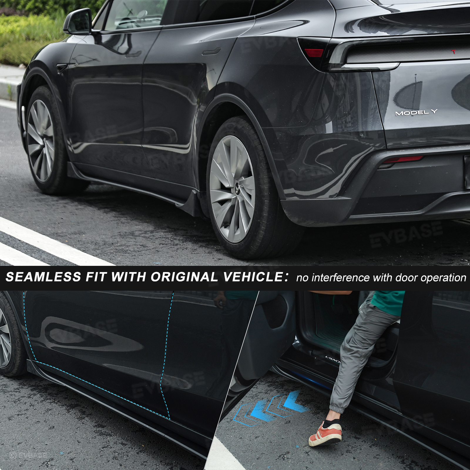 Model Y 3 Side Skirts Splitter Lip ABS Body Kit F Style Extensions Diffuser Panel Pair