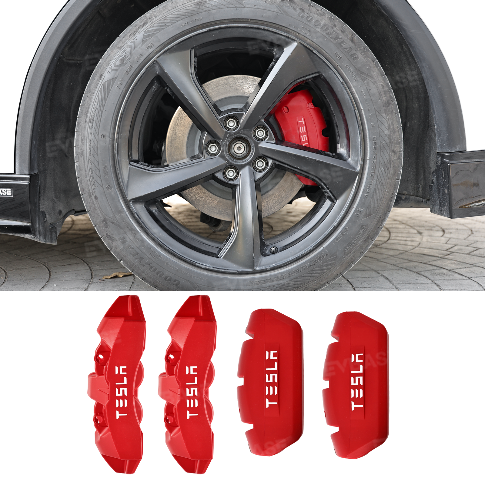 Model 3/Y Silicone Brake Caliper Covers Front and Rear Slip-On Caliper Protector Set Performance Look & No Wheel Removal