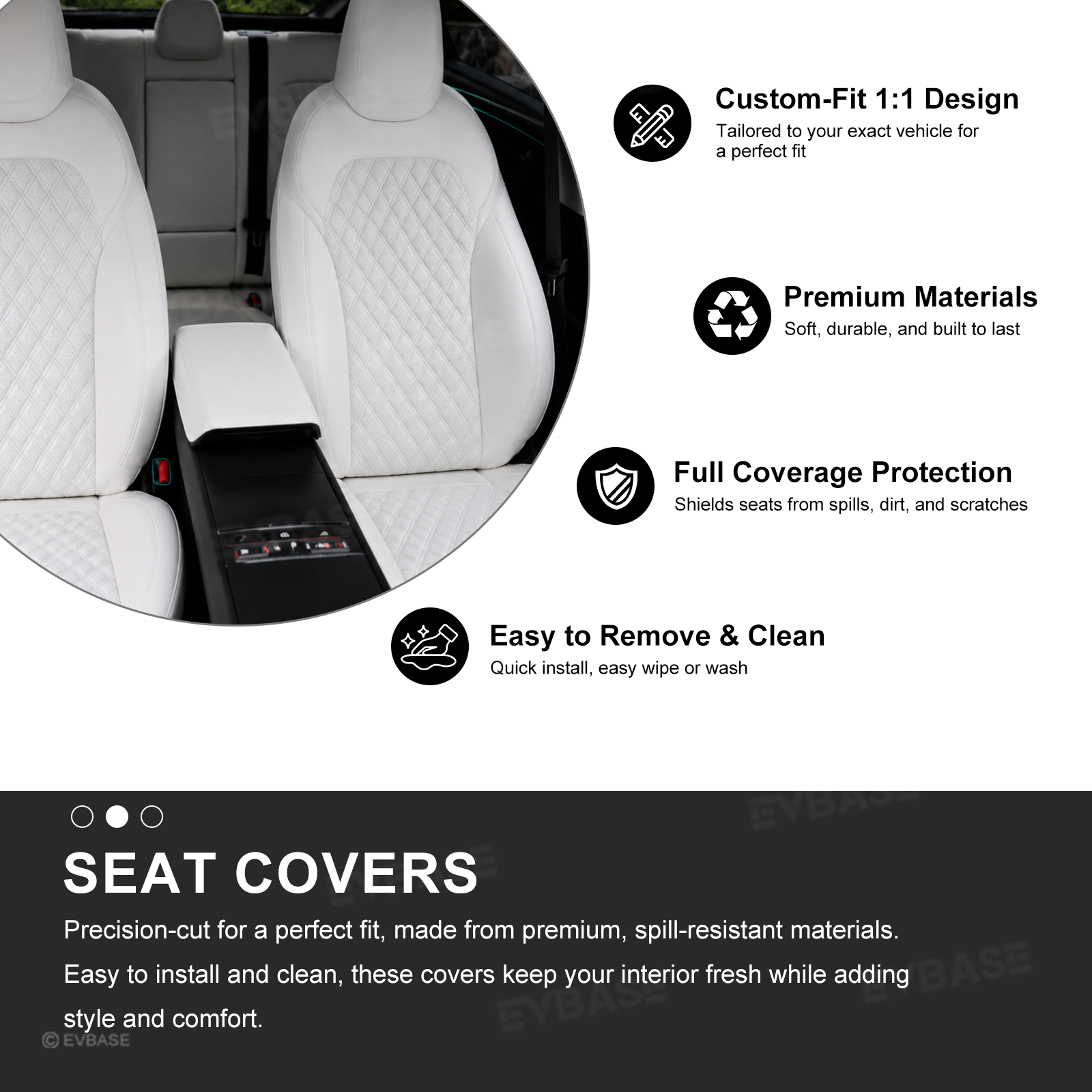 Model Y Juniper Seat Covers NAPPA Leather Seat Protector with Double-Stitched Diamond Quilting