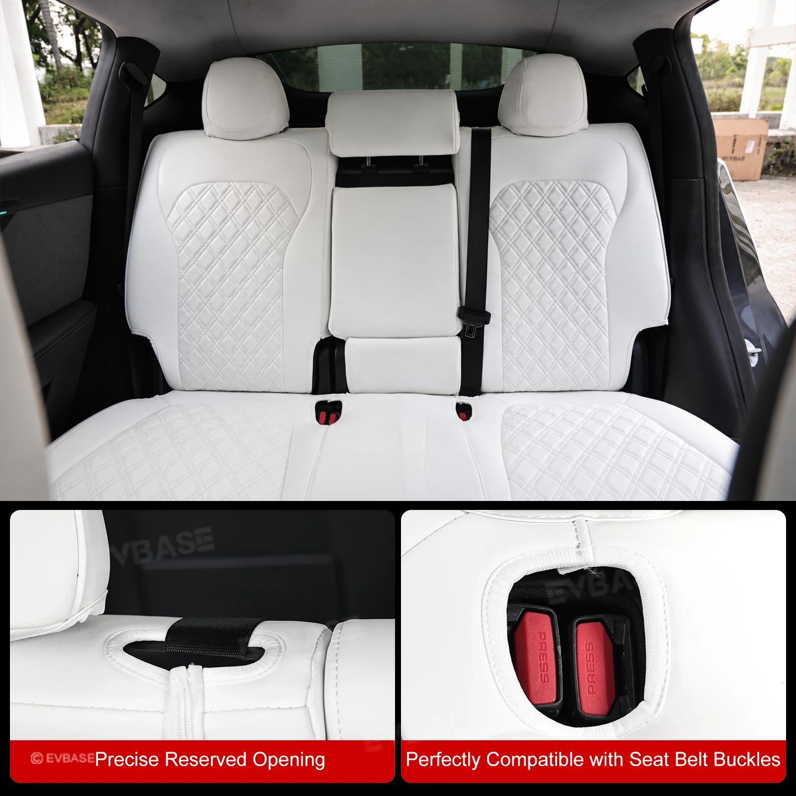 Model Y Juniper Seat Covers NAPPA Leather Seat Protector with Double-Stitched Diamond Quilting