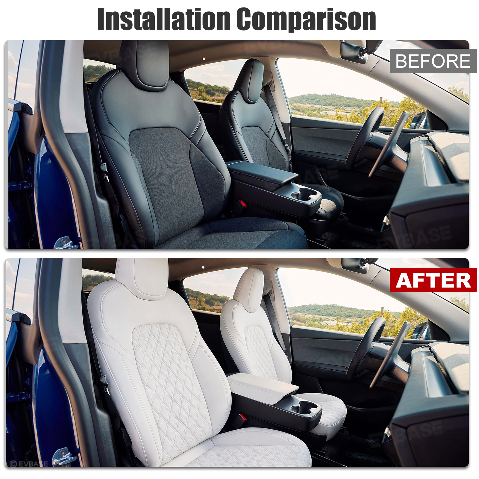 Model Y Juniper Seat Covers NAPPA Leather Seat Protector with Double-Stitched Diamond Quilting