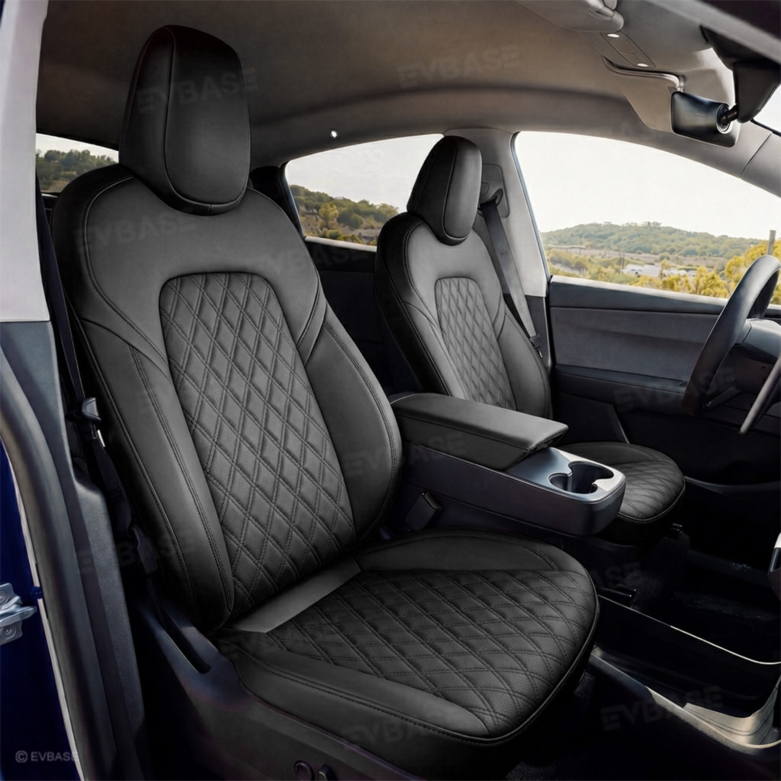 Model Y Juniper Seat Covers NAPPA Leather Seat Protector with Double-Stitched Diamond Quilting