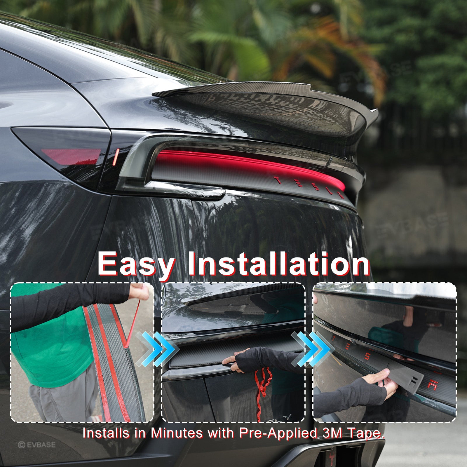 Model Y Juniper Tailgate Applique Overlay Real Dry Molded Carbon Fiber Rear Tailgate Trim for Tesla