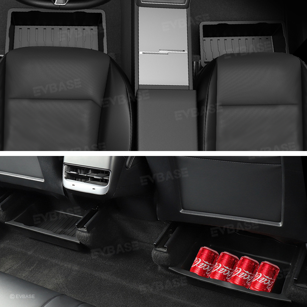 Model Y Juniper Underseat Storage Box Tesla Organizer Hidden Silicone Tray