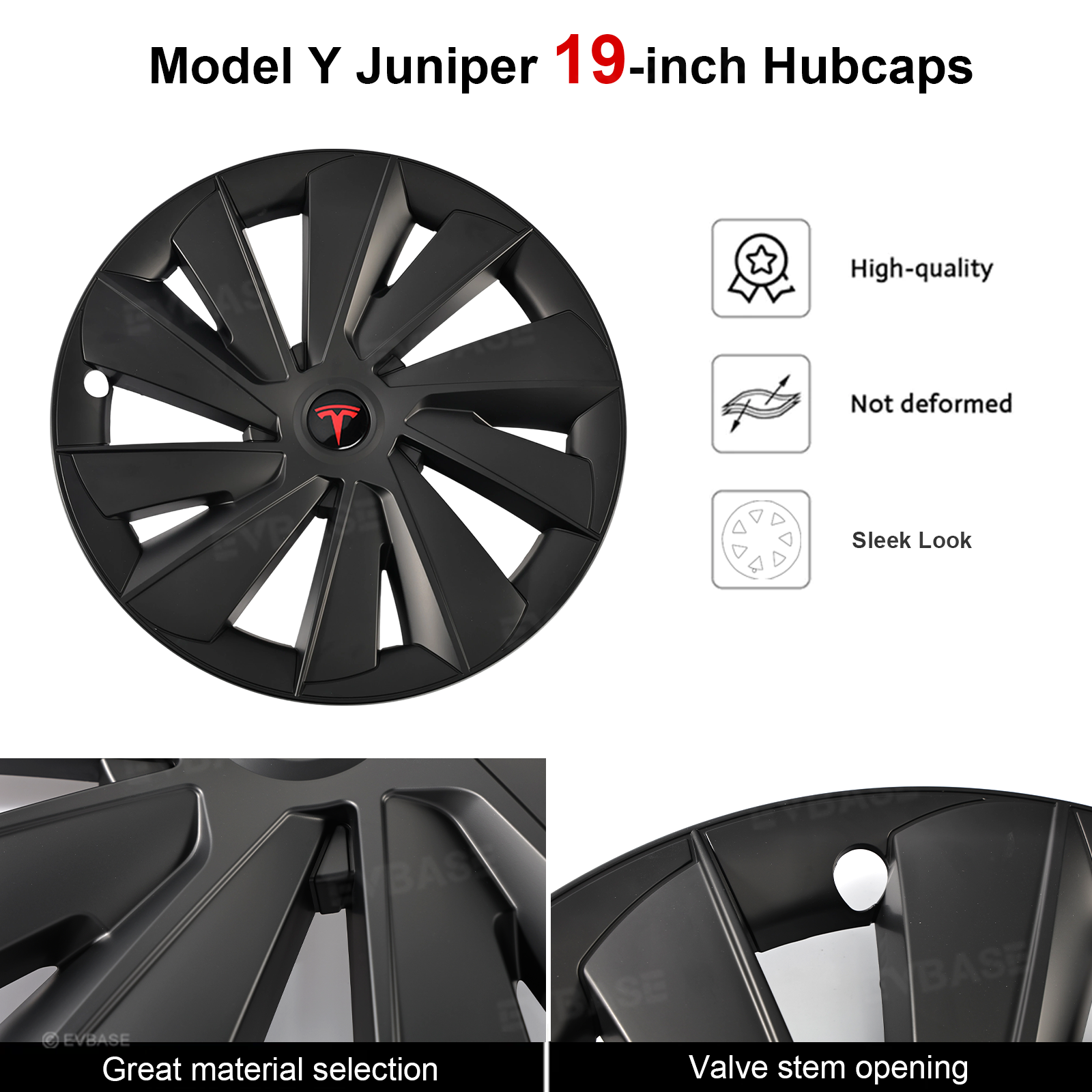 Model Y Juniper Wheel Covers 19 Inch Induction Style Matte Black Hubcaps Rim Covers for Tesla