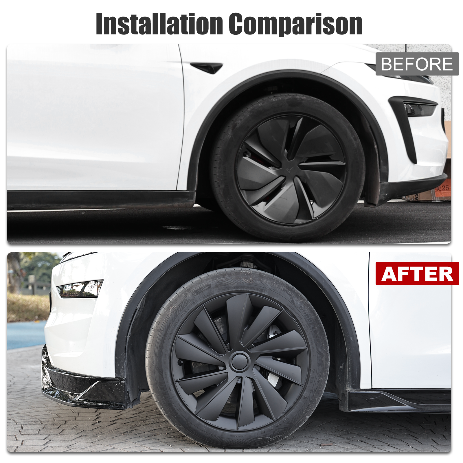 Model Y Juniper Wheel Covers 19 Inch Induction Style Matte Black Hubcaps Rim Covers for Tesla