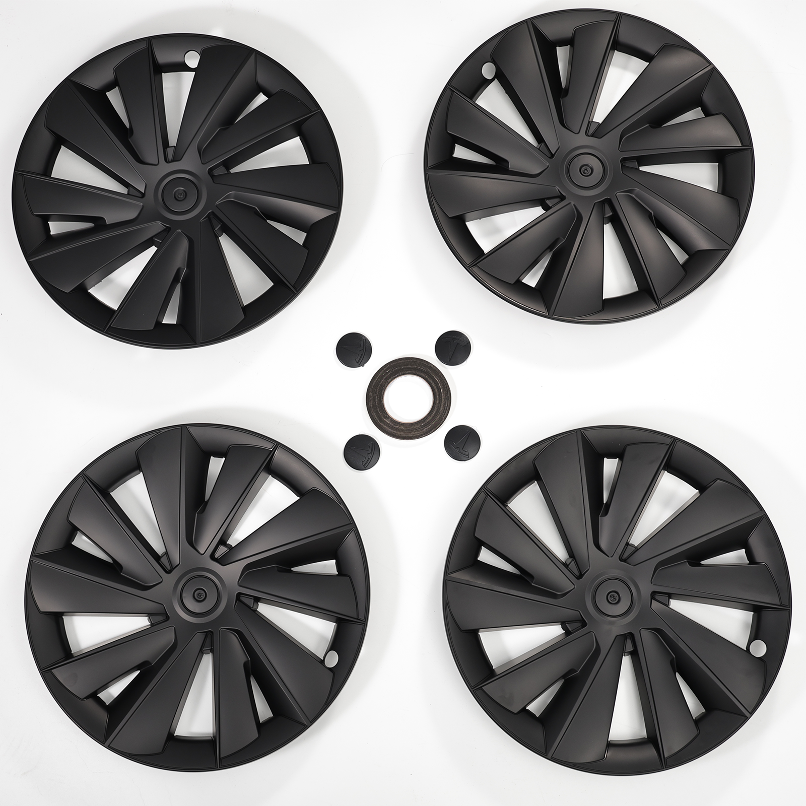 Model Y Juniper Wheel Covers 19 Inch Induction Style Matte Black Hubcaps Rim Covers for Tesla