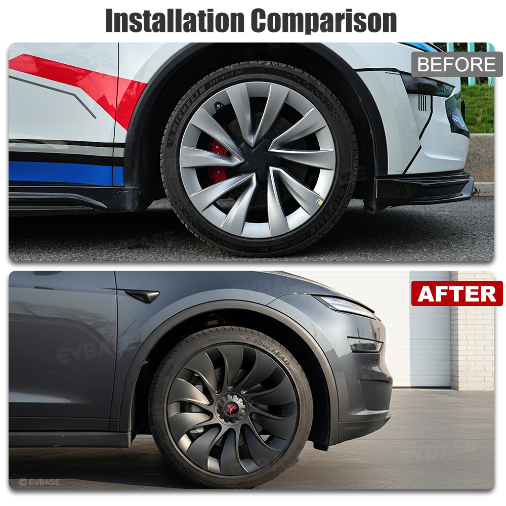 Model Y Juniper Wheel Covers 20" Helix 2.0 Wheels Überturbine Style Matte Hubcaps