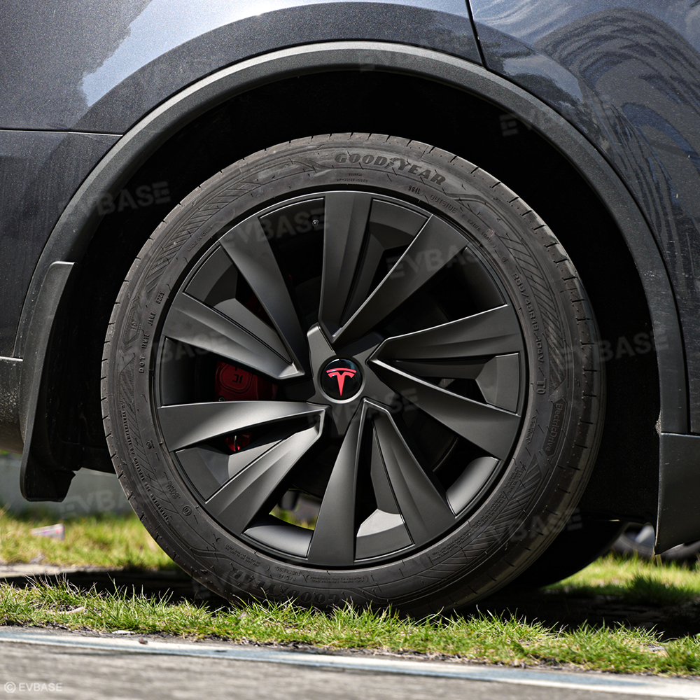 Model Y Juniper Wheel Covers for 19 Inch Tesla Wheel Spiral Style Matte Black Aero Tesla Hub Caps 4PCS