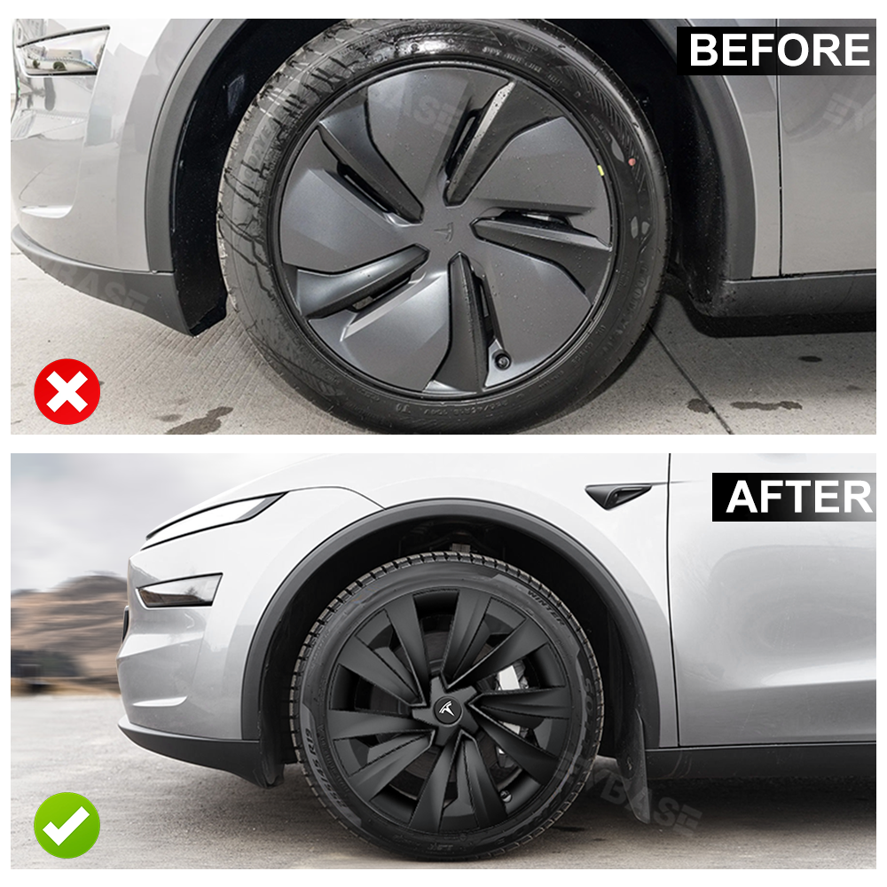 Model Y Juniper 19 Inch Spiral Style Matte Wheel Covers & Center Hub Caps & Brake Caliper Cover Set Performance Look Exterior Upgrade