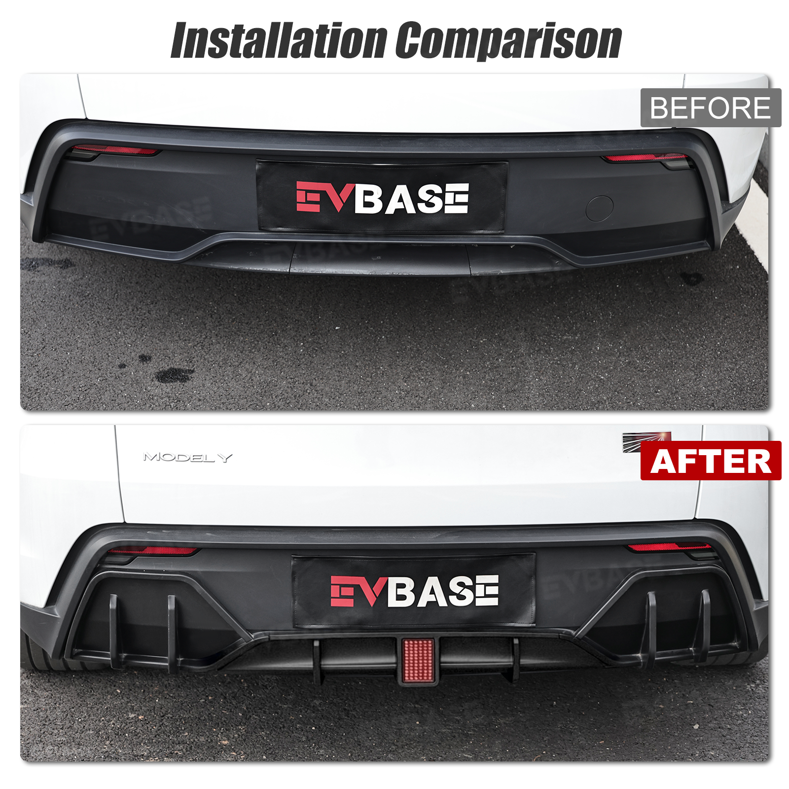 Model Y Juniper Rear Diffuser Sporty Style Lower Bumper Lip with LED Brake Light ABS Body Kit for Tesla