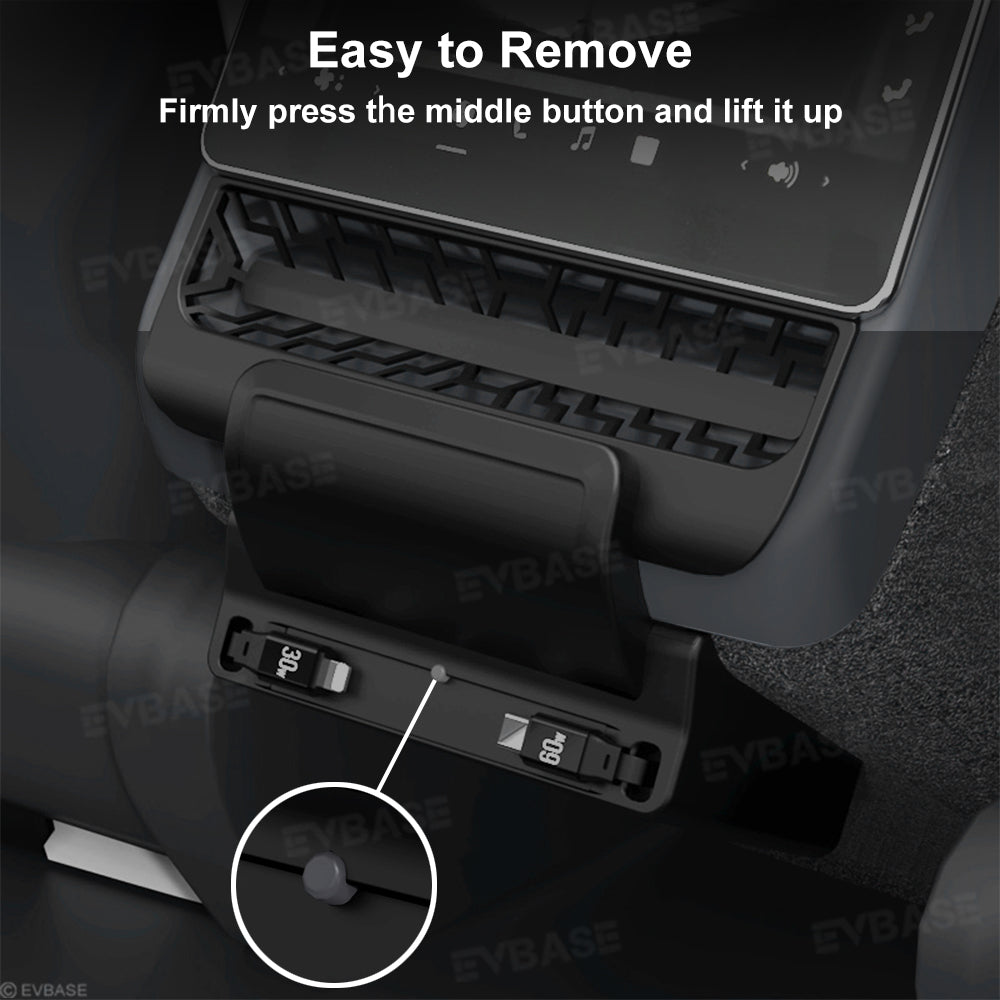 Model Y Juniper/ 3 Highland Rear Vent Expansion Dock with Retractable Fast Charging Cables Air Vent Cover for Tesla