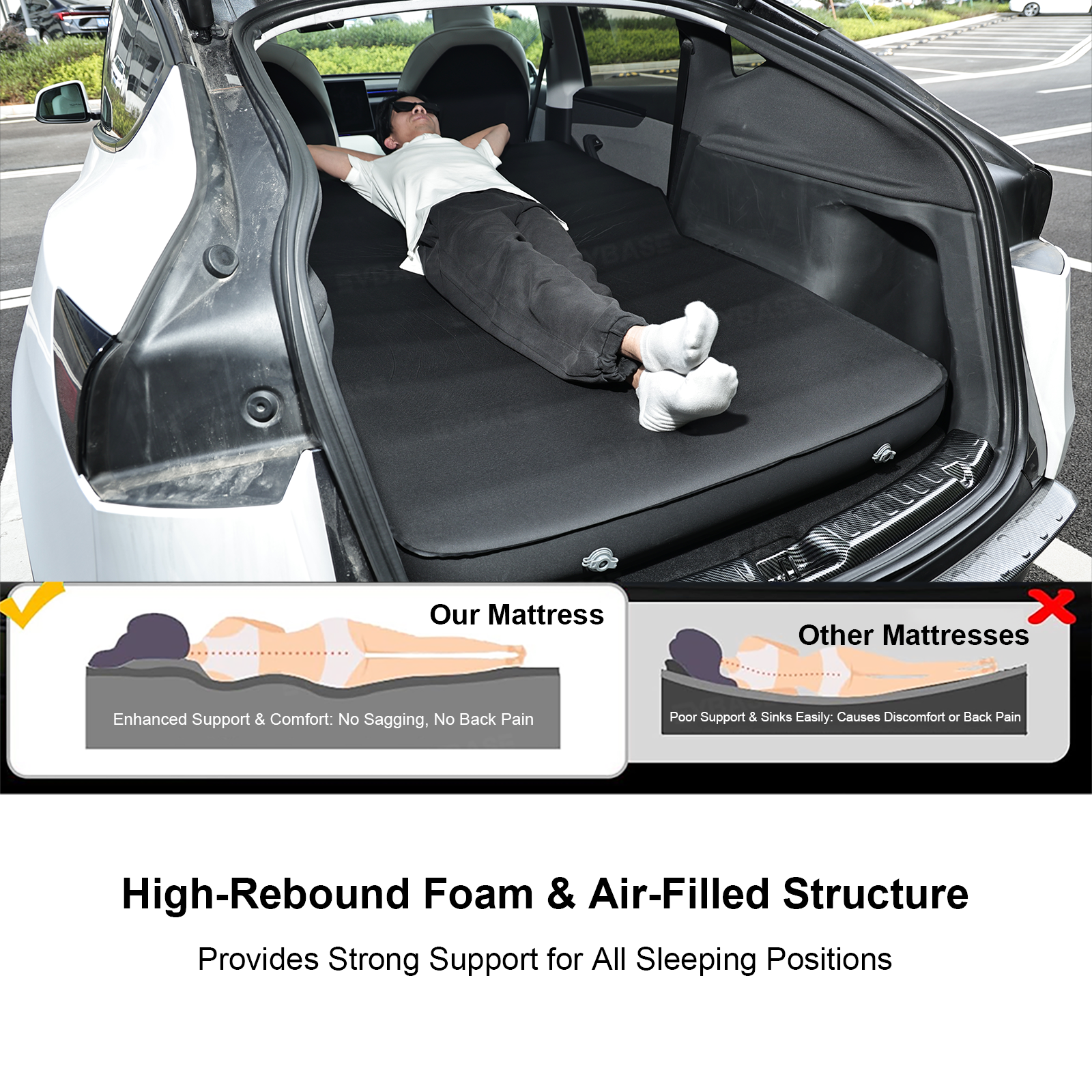 Model Y/ Y Juniper Air Mattress Inflatable Camping Mattress With OEM Style External Air Pump