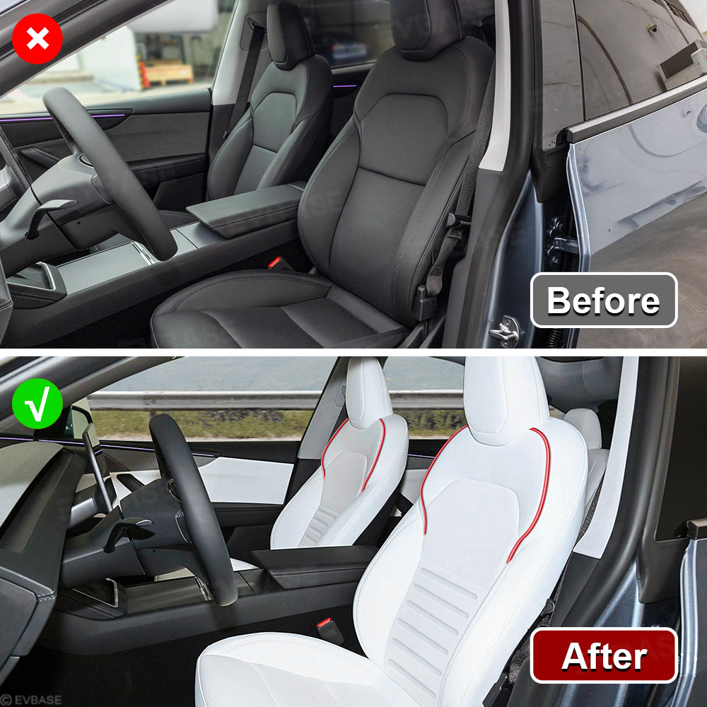 Model Y/ Y Juniper Seat Covers Premium Embossed Nappa Leather Front and Rear Seat Protector for Tesla