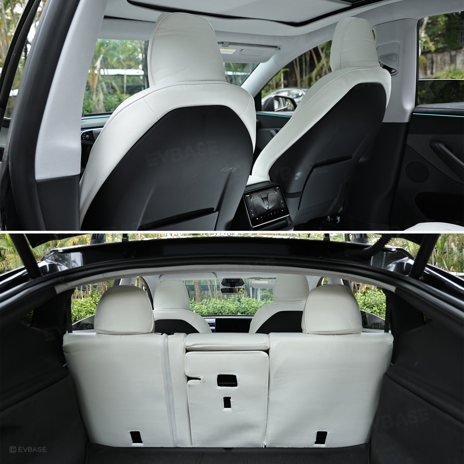 Model Y/ Y Juniper Seat Covers Premium Embossed Nappa Leather Front and Rear Seat Protector for Tesla