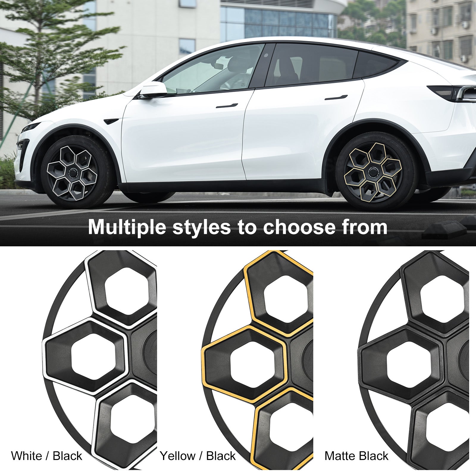 Model Y/ Y Juniper Wheel Covers 19 Inch Hex Wedge Hubcaps Honeycomb Wheels Style for Tesla