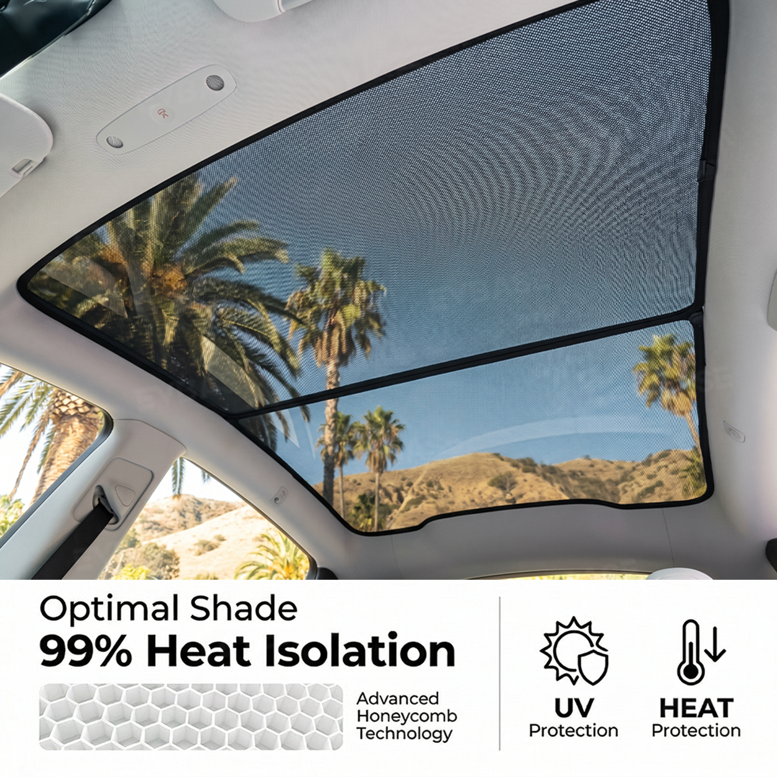 Model Y Juniper/ 3 Highland Glass Roof Sunshade Heat Insulation UV Protection Sun Visor OEM-Style Sunroof & Rear Window Sun Shade