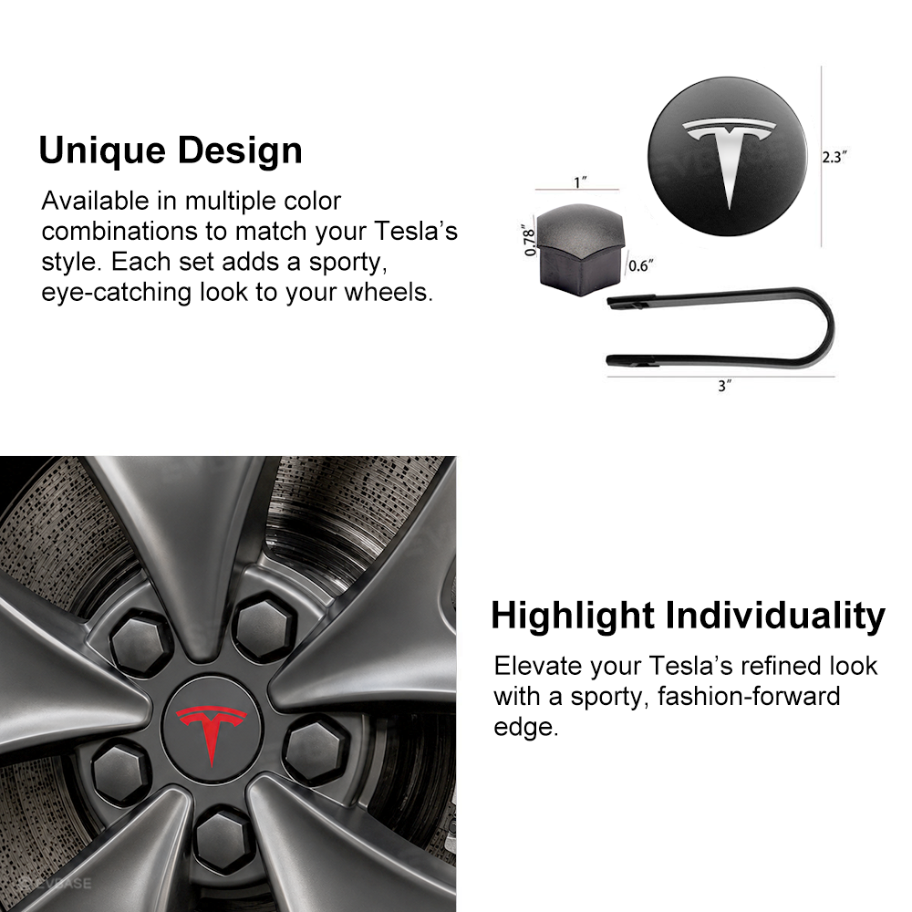 Model Y Juniper Performance Wheel Rim Protector & Wheel Center Caps Kit & Lug Nut Covers for Tesla 21" Arachnid 2.0 Wheels