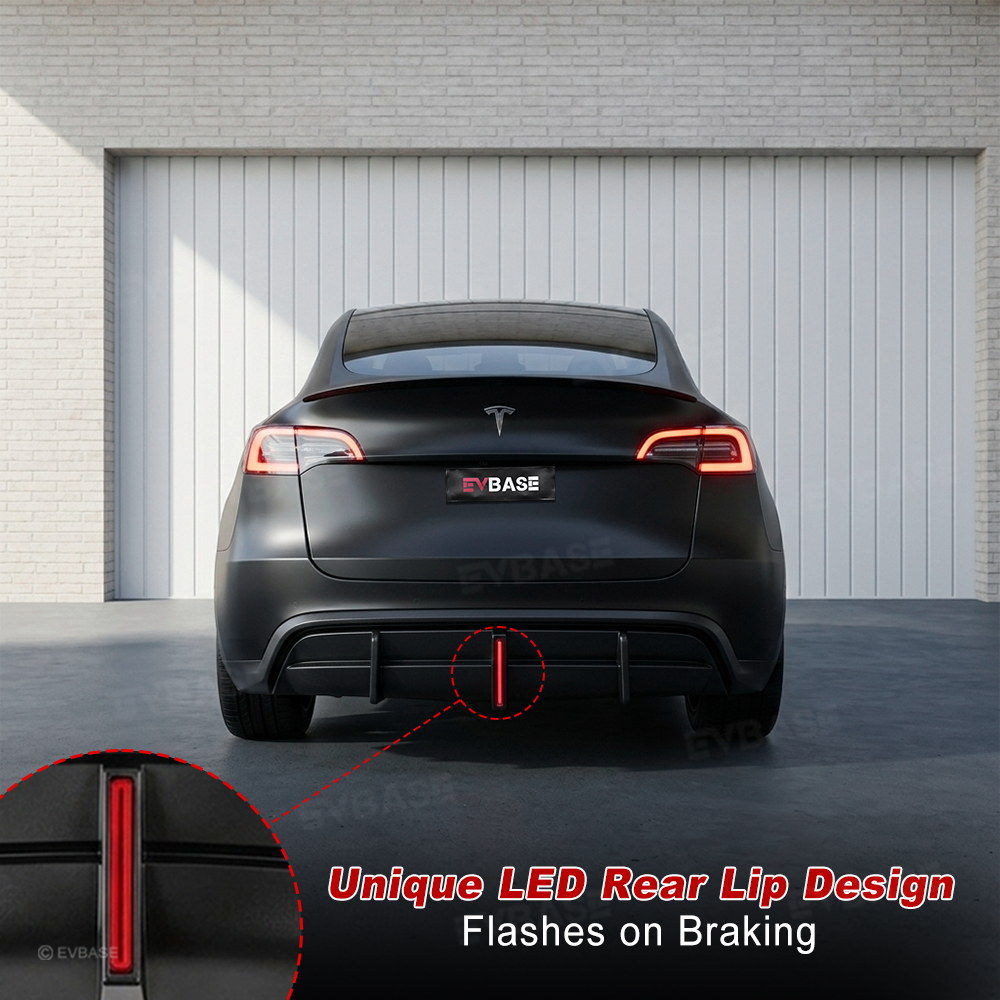 Model Y Rear Diffuser ABS Rear Bumper Lip with LED Brake Light-No Wire Cutting Required