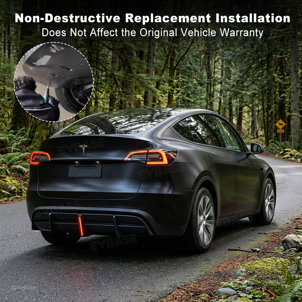 Model Y Rear Diffuser ABS Rear Bumper Lip with LED Brake Light-No Wire Cutting Required