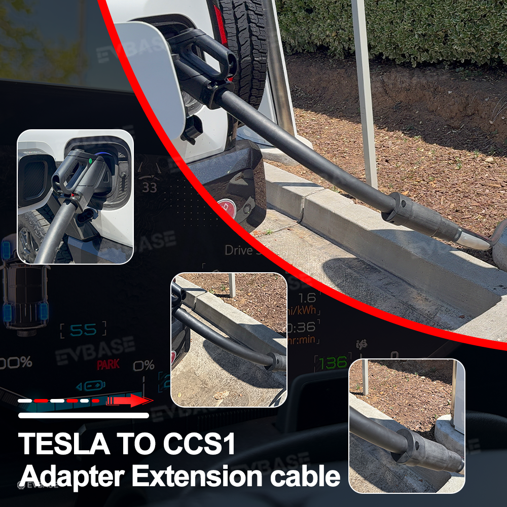 NACS to CCS1 Adapter with Extension Cable Max 250A/1000V Fast Charge CCS1 EVs at Tesla Superchargers
