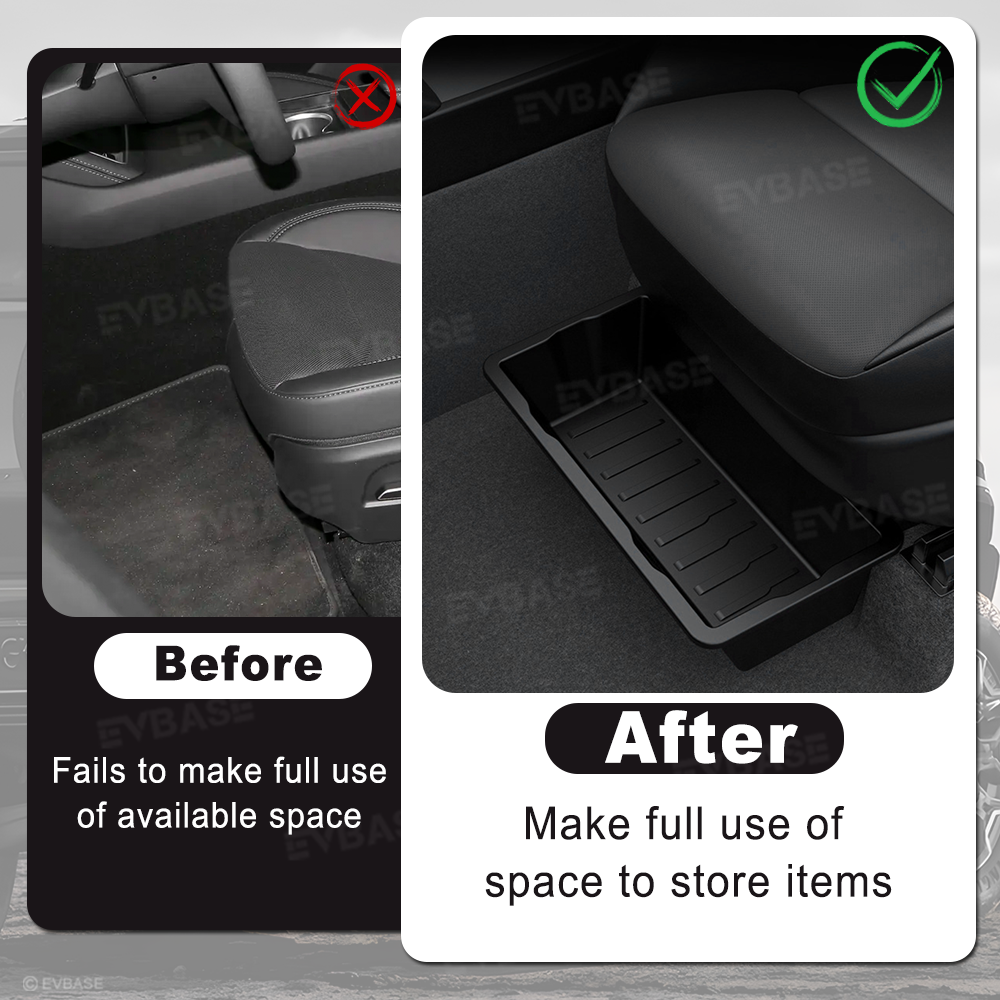 New EVBASE Model Y Underseat Storage Box Organizer Tesla Hidden Tray With double layer Cover