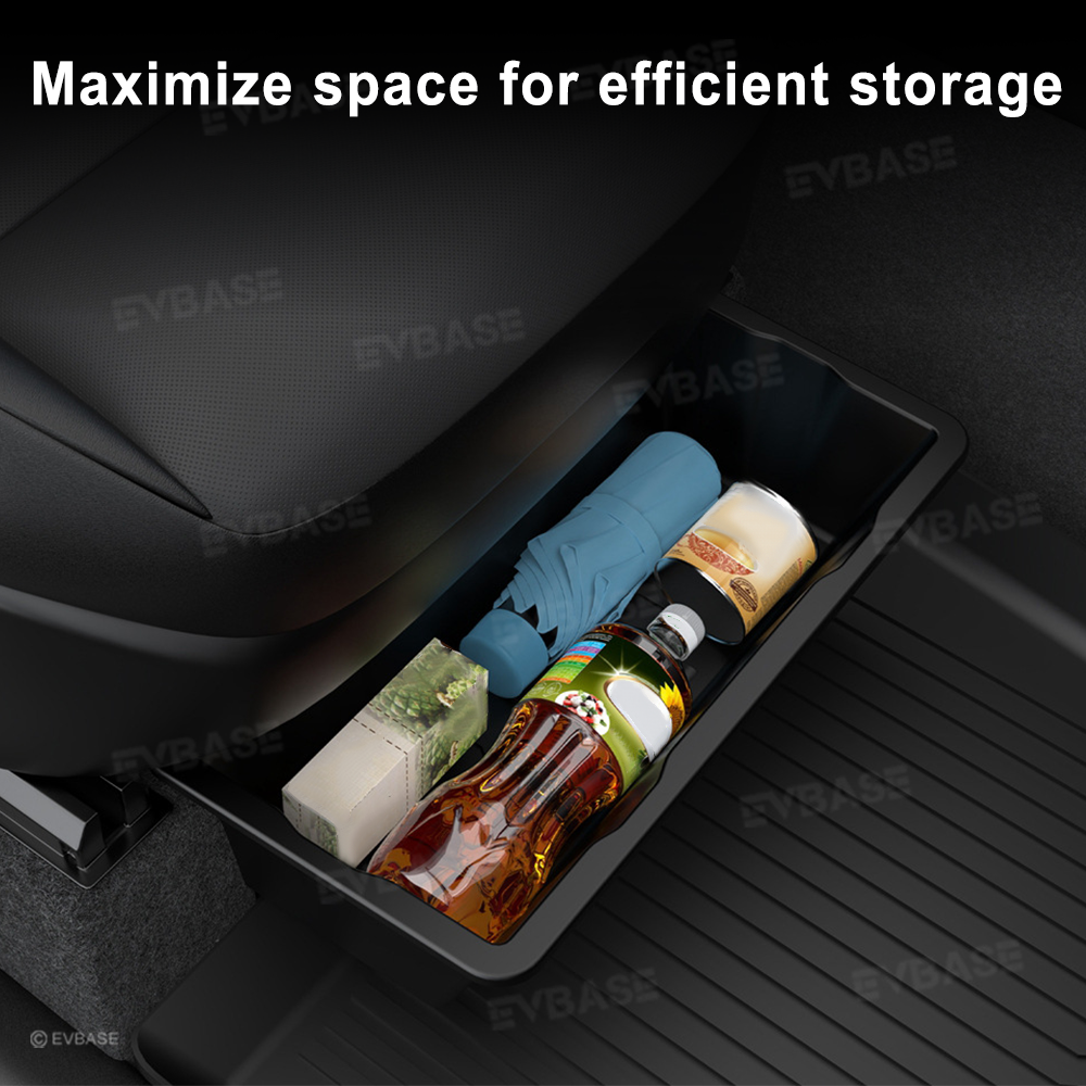 New EVBASE Model Y Underseat Storage Box Organizer Tesla Hidden Tray With double layer Cover