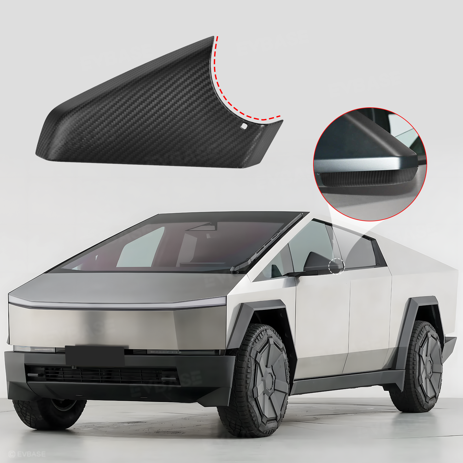 Real Carbon Fiber Side Mirror Base Cover for Cybertruck Side Rearview Mirror Bottom Cover Matte Protective Overlays (2 Pieces)