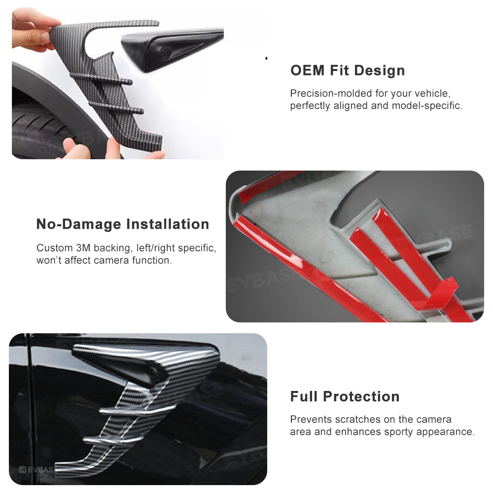Side Camera Cover for Model Y/ Y Juniper/ 3 Highland Thunder Style Turn Signal Camera ABS Protective Trim Cover 2.0